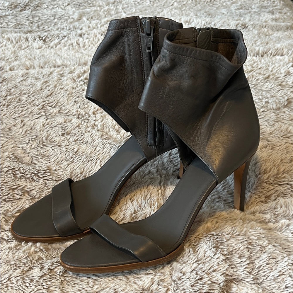 Vince Dark Gray Ankle Strap Heels
